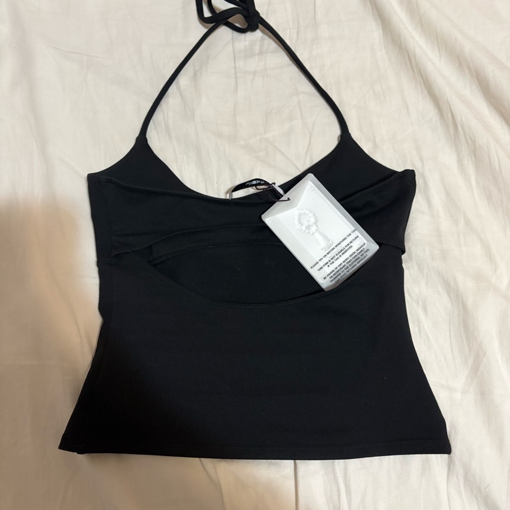 Tank Air Spill Halter Black Tank Top - Picture 10 of 11